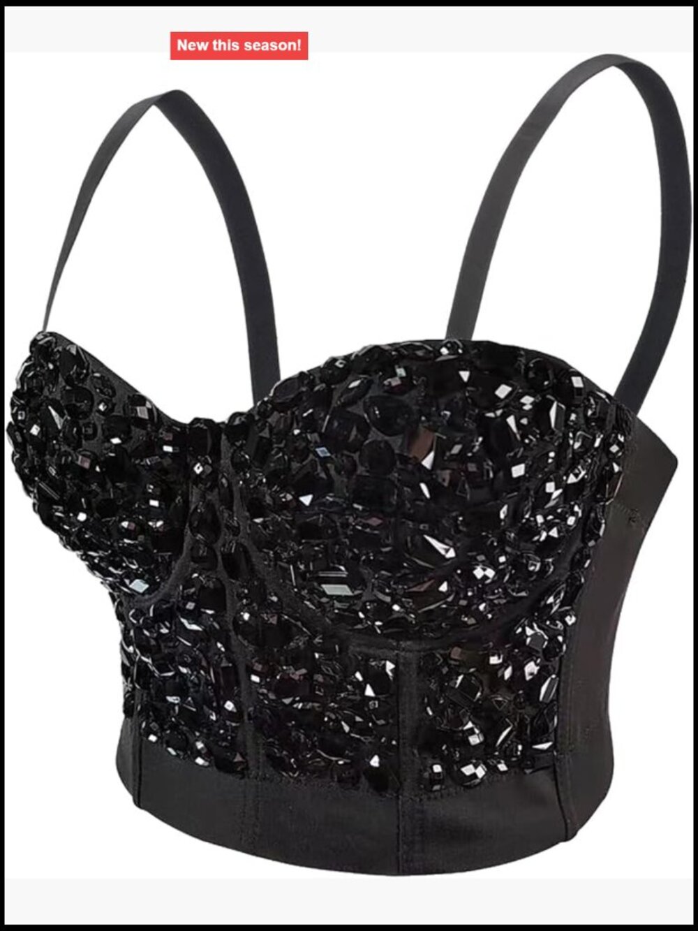 Handmade Rhinestone Diamond Push Up Bustier Crop Top Punk Corset Bra Vest